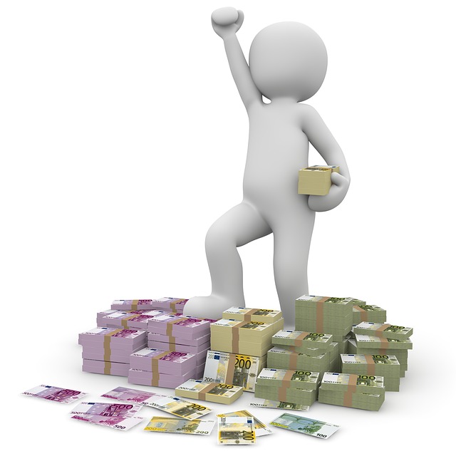 3D man on pile of money